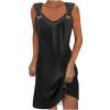 womens fashion Dresses for Women 2024 Casual Summer Dresses Sleeveless Midi Dress Crewneck Ring Straps Loose Fit Solid Color Sundress view 1