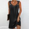 womens fashion Dresses for Women 2024 Casual Summer Dresses Sleeveless Midi Dress Crewneck Ring Straps Loose Fit Solid Color Sundress view 2