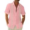 Hawaiian Shirt for Men V Neck Short Sleeve Aloha Shirts Stretch Button Down Tops Summer Beach Blouses with Pocket view 1