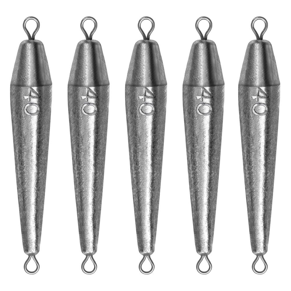 THKFISH Fishing Weights, Inline Trolling Sinkers, Double Ringed One Piece Wire Lead, Torpedo Sinkers, Saltwater & Freshwater, 1oz-3.5oz, 40g/1.4oz 10pcs, Silver