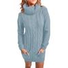 JEKE-DG Womens Cable Knit Sweater Dress Fall Winter Knit Turtleneck Dress Long Sleeve Tunic Dress with Pockets (Medium,Light Blue) view 1