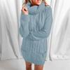 JEKE-DG Womens Cable Knit Sweater Dress Fall Winter Knit Turtleneck Dress Long Sleeve Tunic Dress with Pockets (Medium,Light Blue) view 3