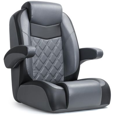 SUNDGORA Premium Reclining Pontoon High Back Captain's Chair Boat Bucket Seat with Armrest,Charcoal/Black