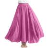 womens fashion Womens Summer Maxi Skirts Elastic High Waisted Pleated A-Line Dress Loose Solid Color Lined Casual Flowy Beach Sundress Hot Pink view 1