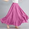 womens fashion Womens Summer Maxi Skirts Elastic High Waisted Pleated A-Line Dress Loose Solid Color Lined Casual Flowy Beach Sundress Hot Pink view 3
