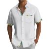 Hawaiian Shirt for Men Button Down Short Sleeve Blouse Stretch V Neck Blouses Summer Beach Aloha Shirts with Pocket view 1