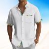 Hawaiian Shirt for Men Button Down Short Sleeve Blouse Stretch V Neck Blouses Summer Beach Aloha Shirts with Pocket view 2