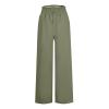 Akklian Women's Summer Cotton Linen Wide Leg Pants Drawstring High Waisted Palazzo Pants Flowy Beach Trousers with Pockets view 4