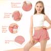 QooNoo Girls Athletic Shorts with Zipper Pocket Lightweight Elastic Waist Running Shorts for Teen Girls Kids Active Sports (Pink,Medium) view 3