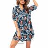 Custom Womens Swimsuit Cover Up Beach Bikini Swimwear V Neck Chiffon Coverups Personalized Face Bathing Suit Dress Shirt Cover Ups Beachwear Floral 01 view 1