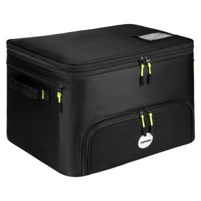 Jaffzora Golf Trunk Organizer, 2 Layers Golf Accessories Bag for Men, Waterproof Car Golf Storage Organizer with Compartment for 2 Pairs of Shoes, Golf Gifts for Men Women, Black