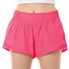 QooNoo Girls Athletic Shorts with Zipper Pocket Lightweight Elastic Waist Running Shorts for Teen Girls Kids Active Sports (Rose Red,X-Large) view 1