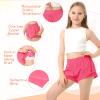 QooNoo Girls Athletic Shorts with Zipper Pocket Lightweight Elastic Waist Running Shorts for Teen Girls Kids Active Sports (Rose Red,X-Large) view 3