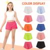 QooNoo Girls Athletic Shorts with Zipper Pocket Lightweight Elastic Waist Running Shorts for Teen Girls Kids Active Sports (Rose Red,X-Large) view 4