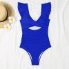 Uillui Women's Tummy Control Swimsuits Ruffled Sleeveless Slimming Cute One Piece Bathing Suit Twist V Neck Cutout Swimwear view 3
