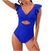 Uillui Women's Tummy Control Swimsuits Ruffled Sleeveless Slimming Cute One Piece Bathing Suit Twist V Neck Cutout Swimwear view 4