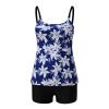 Uillui Two Piece Tankini Swimsuits for Women with Padding Floral Print Bathing Suits Cute Beach Resort Outfits Sexy Swimwear Blue view 4