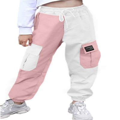 AOWKULAE Women Cargo Pants, Drawstring Elastic Waist Loose Tapered Cargo Jogger Pants with Multi Pockets for Women, Z-White Pink, Small
