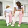 AOWKULAE Women Cargo Pants, Drawstring Elastic Waist Loose Tapered Cargo Jogger Pants with Multi Pockets for Women, Z-White Pink, Small view 3