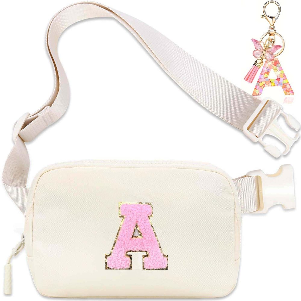 Birthday Gifts for Teenager Girls Kids - Personalized Belt Bag for Girls Women Fashion Waist Packs Trendy Travel Fanny Pack Crossbody Bags with with Initial Letter Patch Cute Stuff A