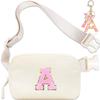 Birthday Gifts for Teenager Girls Kids - Personalized Belt Bag for Girls Women Fashion Waist Packs Trendy Travel Fanny Pack Crossbody Bags with with Initial Letter Patch Cute Stuff A view 1