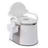 Videys Portable Toilet Outdoor Commode - Back & Handrail Design Commode with 5 Gallon Bucket Inner & Paper Holder, Camping RV Travel Toilet for Adult Kids, normal, white view 1