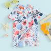 Hnyenmcko Infant Baby Boy Girls Rash Guard Swimsuit Short Sleeve Zipper Bathing Suit Toddler One Piece Swimwear Sunsuit (Floral-White, 6-12 Months) view 3