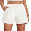 Feiersi Womens Casual Elastic Waist Wide Leg Suit Tailored Shorts Summer Dressy Work Shorts with Pockets(White,XX-Large) view 1