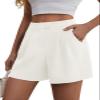 Feiersi Womens Casual Elastic Waist Wide Leg Suit Tailored Shorts Summer Dressy Work Shorts with Pockets(White,XX-Large) view 2