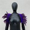 Ihreesy Women's Feather Stole Shawl, Natural Gothic Shrug Cape for Halloween Costume Cosplay, Purple view 3