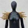 iheresy Women's Feather Stole Shawl, Natural Feather Cape for Gothic Style, Halloween Costume, Cosplay, Pure Light Brown view 3