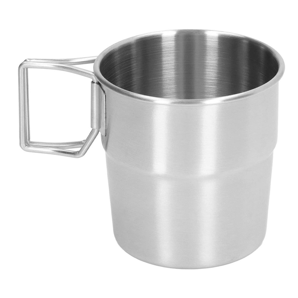 320ml Stainless Steel Camping Cup - Portable Metal Coffee Mug with Foldable Handle, Durable Outdoor Camping Cup for Backpacking & Hiking, Small Metal Cup