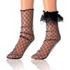 Miaband Mesh Lace Loose Socks Checkered See Through Socks Trim Ruffled Sheer Socks for Women and Girls 2 Pairs (Nylon, Black) view 1