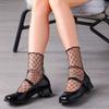 Miaband Mesh Lace Loose Socks Checkered See Through Socks Trim Ruffled Sheer Socks for Women and Girls 2 Pairs (Nylon, Black) view 2