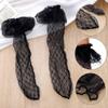 Miaband Mesh Lace Loose Socks Checkered See Through Socks Trim Ruffled Sheer Socks for Women and Girls 2 Pairs (Nylon, Black) view 4