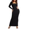 JEKE-DG Womens Square Neck Sweater Dress Long Sleeve Casual Long Dress Fall Casual Ribbed Bodycon Maxi Dresses (Medium,Black) view 1