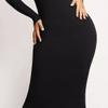JEKE-DG Womens Square Neck Sweater Dress Long Sleeve Casual Long Dress Fall Casual Ribbed Bodycon Maxi Dresses (Medium,Black) view 4