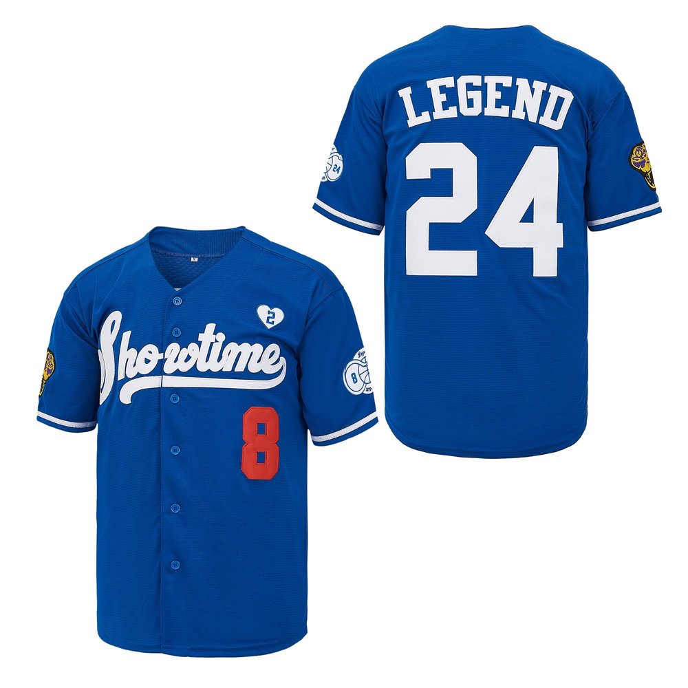 PERC30 Men's Showtime 8-24 Legend 90s Hip Hop Baseball Jersey Stitched for Memorial Day (Dark Blue,Small)