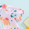 Hnyenmcko Infant Baby Boy Girls Rash Guard Swimsuit Short Sleeve Zipper Bathing Suit Toddler One Piece Swimwear Sunsuit (Floral-Pink, 18-24 Months) view 2