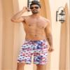 APTRO 2 in 1 Men's Swim Trunks 9" with Zipper Pockets Bathing Suit Built-in Board Shorts Swimwear Long Shorts Flag M view 3