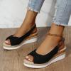 NineFit Basics Womens Wedge Sandals Mid Heel Espadrilles Wedges Platform Sandals for Women Dressy Summer Comfortable Orthopedic Sandals Strappy Sandals for Women Walking Sandals Casual, 9, Black-a view 2