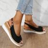 NineFit Basics Womens Wedge Sandals Mid Heel Espadrilles Wedges Platform Sandals for Women Dressy Summer Comfortable Orthopedic Sandals Strappy Sandals for Women Walking Sandals Casual, 9, Black-a view 3