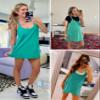 LTSCNRM Women's Hot Shot Mini Dress Athletic Sleeveless Summer Built-in Shorts V Neck Spaghetti Straps Workout Sundress(Brightgreen-L) view 4
