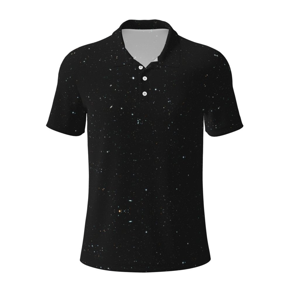 quopvn Black Glitter Print Mens Polo Shirts Suitable for Casual & Formal Occasions, Medium