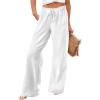 NineFit Basics Womens Cargo Pants Mid Rise Stretch Women's Elastic High Waist Light Weight Loose Casual Wide Leg Trousers Long Pants with Pocket Todays Daily Deals Today 2024 Clearance White Small, X-Large view 1
