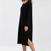 JEKE-DG Women V Neck Slit Dresses Long Sleeve Fall Sweater Dress Casual Knit Sweaters Winter Maxi Dress (Medium,Black) view 3