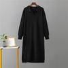JEKE-DG Women V Neck Slit Dresses Long Sleeve Fall Sweater Dress Casual Knit Sweaters Winter Maxi Dress (Medium,Black) view 4