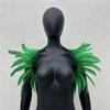 ihreesy Women's Feather Stole Shawl,Natural Feather Shawl Gothic Feather Shrug Cape Shawls Feather Cape for Halloween Costume Cosplay,Pure Dark Green view 3