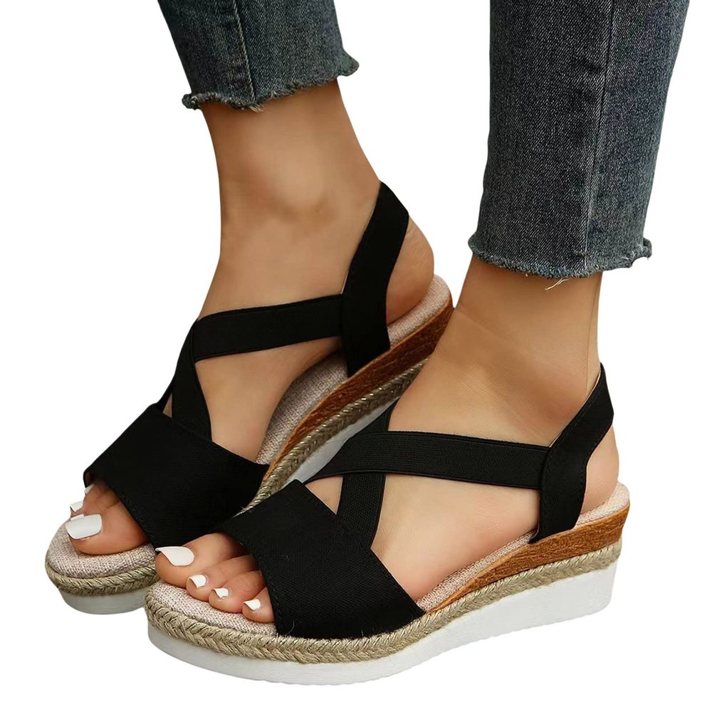 NineFit Basics Womens Wedge Sandals Mid Heel Espadrilles Wedges Platform Sandals for Women Dressy Summer Comfortable Orthopedic Sandals Strappy Sandals for Women Walking Sandals Casual, 8, Bronze-b