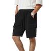 3rd hill Mens Casual Sweat Cargo Cotton Shorts Drawstring Elastic Waist Athletic Workout Gym Jogger Shorts with 5 Pockets Black view 1